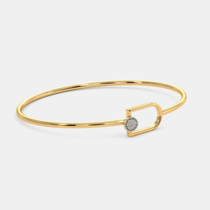 Gold Minimal Diamond Lock Design <b>Bangle</b> <b>Bracelet</b> - Product Image 2