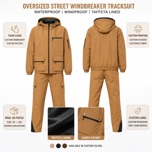 Chándal Retro de Nylon Impermeable con Diseño de Paneles y Mangas Raglán, Etiqueta Tejida Personalizada, Fabricante OEM, Ropa Urbana, Nuevo - Product Image 4
