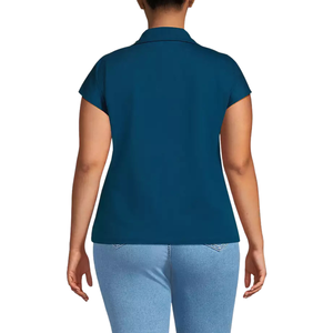 Chemises décontractées pour femmes, grande taille, col en V, manches courtes, coupe ample, OEM, vente en gros, polyester/coton - Product Image 6