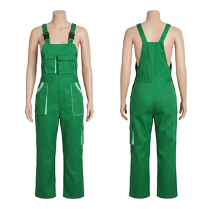 Pantalones de Trabajo para Mujer, 280 GSM, Algodón y Poliéster, Sarga Verde, Panel en Contraste, Overol Utilitario, Bordado, Impresión, Logotipo Personalizado, Alta Calidad - Product Image 1