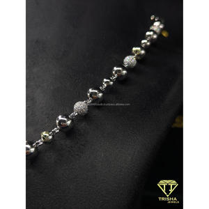 Premium 925 Sterling Silver Beaded Ball <b>Chain</b> Necklace With VVS Lab Grown Diamonds <b>Iced</b> <b>Out</b> Hip Hop Luxury Jewelry By Trisha - Product Image 5