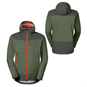 Custom Logo Men's Hooded Windproof <b>Jacket</b> Olive Green With <b>Red</b> Zipper Sporty Style Polyester Material Autumn Wear - Product Image 6