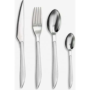 Ensemble de cuillères, fourchettes et couteaux en acier inoxydable plaqué argent, élégant manche martelé occidental de qualité garantie - Product Image 5