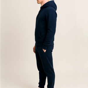 Survêtements en coton épais surdimensionnés pour hommes, en molleton uni pour l'hiver, avec logo imprimé, ensemble de survêtement personnalisé de haute qualité - Product Image 4
