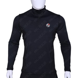 Custom Men's Quarter Zip Long Sleeve Gym Shirt Moisture Wicking Athletic Training Top OEM Sportswear Manufacturer - Product Image 2