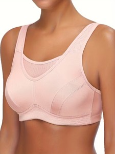 Women High Impact Running Sports Bra Adjustable Convert Straps Upper Mesh Insert Full <b>Support</b> Gym <b>Crop</b> <b>Top</b> Wholesale Base - Product Image 1