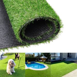 Alfombra de Césped Artificial Realista de 30 mm de Altura, 6.5 pies x 15 pies, con Orificios de Drenaje para Uso en Interiores/Exteriores - Product Image 1