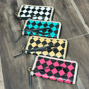 Nueva moda de lujo, duradero, largo, de alta capacidad, a mano, a cuadros, de cuero, carteras de mano, monedero de mano con cremallera personalizado para mujer - Product Image 4