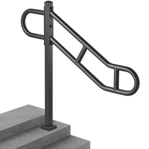 Rampe d'escalier autoportante en acier au carbone pour extérieur, 1 à 3 marches, 103 cm de long x 90 cm de haut, dispositif d'aide à la mobilité pour escalier courbé - Product Image 1