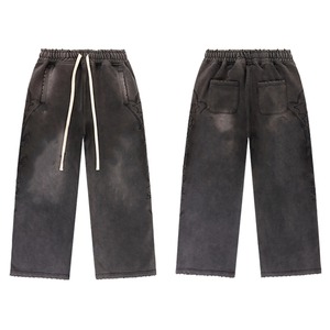 Survêtement à capuche décontracté brodé en molleton épais 100 % coton délavé style vintage, coupe oversize, pour la vente en gros - Product Image 5