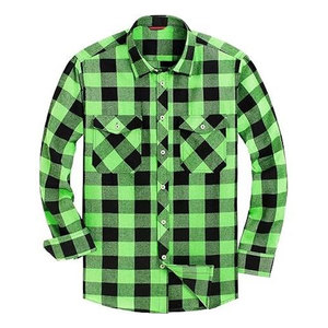 Chemises en flanelle de luxe en polyester pour hommes, à carreaux, en coton épais, unisexe, à col montant, respirantes, en promotion - Product Image 1