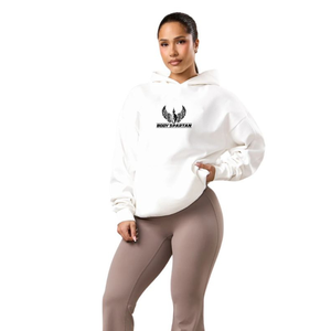 Sweat à capuche blanc oversize pour femme, pull en polaire à manches longues, style streetwear décontracté, coupe ample, toucher doux, confort quotidien - Product Image 1