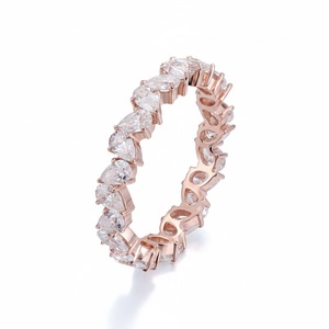 Anillo de Diamantes de Oro Rosa de 14K con Certificación IGI, Corte Pera, Anillo de Boda Apilable de Eternidad Completa, Diamante Cultivado en Laboratorio para Mujer - Product Image 2