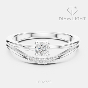 Bague de promesse en or blanc 14 carats avec diamant de laboratoire rond certifié IGI 0,146 carat, couleur F+, clarté VS+, bague de mariage pour femme, cadeau - Product Image 1