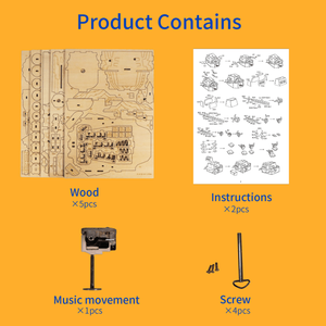 Puzzle 3D in Legno Fai-da-Te, Kit Modello Castello con Carillon a Manovella, Castello in Movimento, Regalo di Compleanno per Donne - Product Image 2