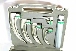 Ensemble de laryngoscopes électriques à fibres optiques Macintosh, 5 lames courbées en acier inoxydable, certifié CE ISO, OEM ODM, pour intubation ORL - Product Image 2