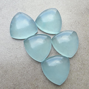 Cabujón de Aguamarina Natural, Forma Trillón, Parte Posterior Plana, Calibrado, Gema Suelta - Product Image 3