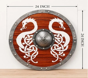 Escudo Vikingo Nórdico, Decoración de Pared de Madera, Redonda, Tradicional, Arte Decorativo para el Hogar, Sala de Estar, Pasillo, Adhesivo de Pared - Product Image 2