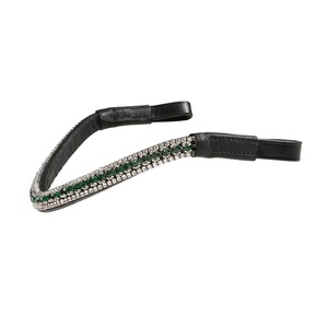 Diadema de cuero genuino para caballo con cristales verdes y blancos personalizados, diamantes de imitación y adornos brillantes, disponible en todas las tallas. - Product Image 3