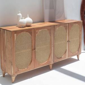 Aparador de Madera de Acacia con Puertas de Ratán Vandana Pebble Vento para Interiores de Hogar Modernos y Elegantes - Product Image 2