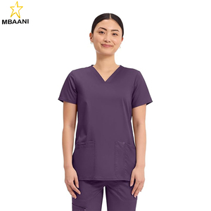 ชุดสครับสำหรับแพทย์หญิง คอวี ทรงคลาสสิกทันสมัย มีกระเป๋า 3 ช่อง ผ้าเนื้อนุ่มพิเศษ ยืดได้ 2 ทิศทาง - Product Image 1