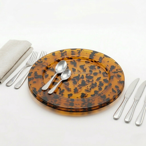 Assiette de luxe en résine écaille de tortue, assiette décorative faite à la main, assiette de service moderne, plat de service rond, assiette à dessert - Product Image 2