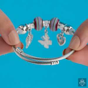 PRAO Anti-deslustre esmaltado mariposa y corazón encanto pulsera joyería fina para mujer - Product Image 5