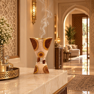 Brûleur à Bakhoor en bois avec incrustation en résine artisanale |   Porte-encens Oud Arabe Décoratif Mabkhara pour Ramadan, Aïd, Majlis, Parfum d'ambiance pour la maison - Product Image 3