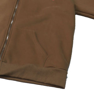 Sweat à capuche classique marron pour homme, 100 % coton molletonné, broderie frontale, poche décorative, style décontracté streetwear, respirant et écologique - Product Image 4