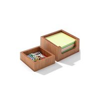 Porte-notes autocollants en bois artisanal, couleur naturelle, avec support pour stylo, à prix réduit