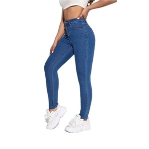 Pantalones vaqueros de mezclilla informales elásticos de cintura alta para mujer, pantalones pitillo transpirables ecológicos rectos con ajuste Regular, proveedor BD - Product Image 3