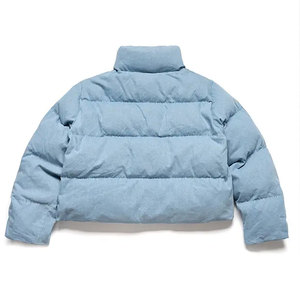 Blouson matelassé bleu clair à col montant, fermeture éclair, coupe-vent, décontracté, pour l'hiver, longueur courte, unisexe, rembourrage en polyester - Product Image 2