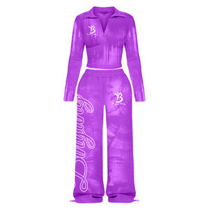 Traje de Pantalón Bordado para Mujer - Cuello Redondo Informal, Color Sólido, Colección Primavera-Otoño, Rayón Cómodo y Elegante, Pantalones para Dama - Product Image 4