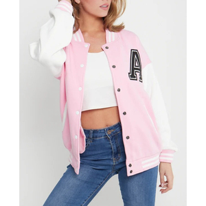 Light Blue Varsity <b>Jacket</b> With Letter A Logo Front Full Sleeve Turn-down Collar <b>Women's</b> <b>Jacket</b> Autumn Style - Product Image 3