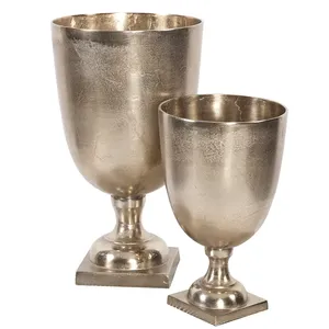 Contemporary Iron Coastal Design Eco-Friendly Handmade Tabletop <b>Vases</b> Set of Two Decorative Metal Planters for Wedding Gift - Product Image 4