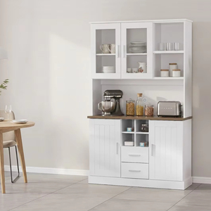 Meuble de cuisine moderne de style américain, écologique, marque Essence, modèle K410, finition chêne blanc et noyer, 2 portes en mélamine, 2 portes en acrylique - Product Image 1