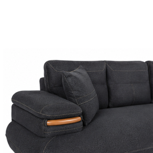 Sofá de Tela Moderno de Lujo de 3 Plazas, Madera de Teca Sólida, Muebles para Sala de Estar, Apartamento, Hotel, Villa - Product Image 5