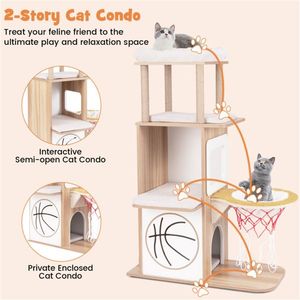 47 Inches Indoor Wooden Cat Condo for Climbing and Play Structure - Product Image 4