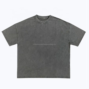 Camisetas de algodón pesado de gran tamaño para hombre, ropa de calle con logotipo personalizado, camisetas de lana de algodón 100% Vintage con lavado ácido de peso pesado para hombre - Product Image 6