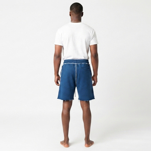 Pantalones Cortos Bermuda de Algodón Azul para Hombre, Tejidos, con Logotipo Bordado Stay Ready, Cintura con Cordón, Bolsillos, Estilo Casual - Product Image 3
