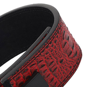 Support de poignet en cuir motif crocodile rouge avec boucle réglable pour la musculation et l'entraînement en force unisexe - Product Image 4