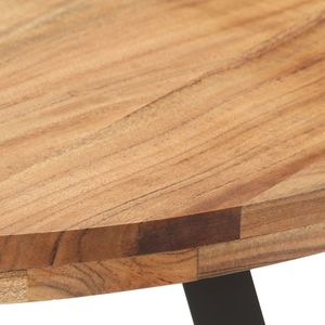Tavolo da Pranzo in Legno Naturale Massello di Acacia Nera con Base in Ferro, Elegante e Resistente - Product Image 3