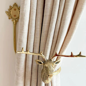 Gancho para Cortina con Cabeza de Reno en Latón Dorado, Adorno Decorativo para Cortinas, Perfecto para Decoración Navideña y el Interior del Hogar - Product Image 1