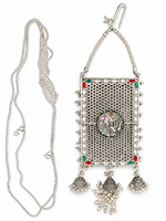 ELVORA GEMS Cadena de cintura étnica vintage chapada en plata con incrustaciones de diamantes de imitación y colgante de borla para uso diario y bodas para mujer