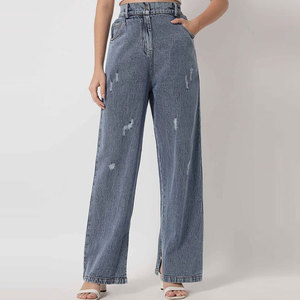 Pantalon cargo en jean pour femme, imprimé sur mesure, de haute qualité, style mode, taille haute, effet peint, 100% polyester, vente en gros - Product Image 4