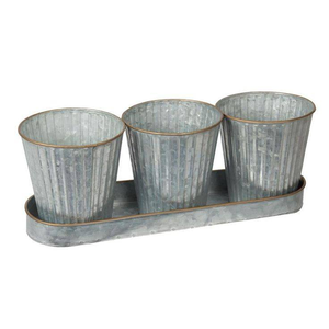 Ensemble de plateaux de jardinage en cuivre martelé avec 3 pots, jardinière rustique de table pour herbes aromatiques, pour la maison et le jardin, vente en gros - Product Image 2