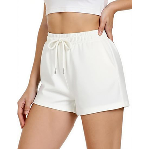 Shorts en molleton oversize pour femme, avec cordon de serrage à la taille et poches, en mélange de coton brossé doux, pour la détente, la gym et l'hiver - Product Image 3