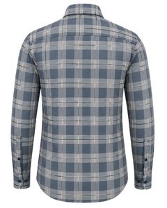 Camisa a Cuadros Azul Grisáceo Personalizada para Hombre, Camisa Casual Formal de Manga Larga con Botones, Camisa de Franela de Algodón Personalizada para Hombre - Product Image 2