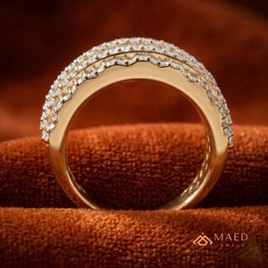Moissanite Engagement <b>Ring</b> Women Baguette Cut Wide Band Gold Plated 925 Sterling <b>Silver</b> Multi Row Luxury Statement Wedding - Product Image 2