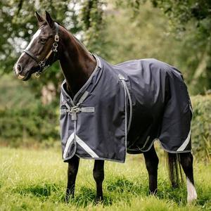Tela Híbrida Oxford de 1200 Denier, Impermeable, de Lujo, para Protección Invernal de Caballos, con Estampado a Cuadros Gingham Azul Claro en la Parte Inferior y Combinación Azul Completa - Product Image 4